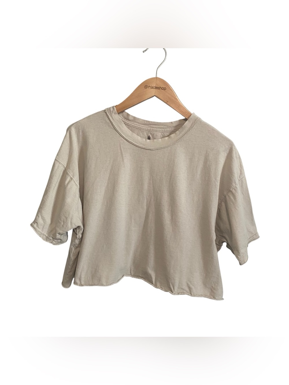 Free People Movement Tan Beige Neutral Crop Crew Neck Tee Shirt Size XS